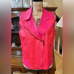RARE FIND. Elie Tahari Lamb Leather Red and Pink Vest